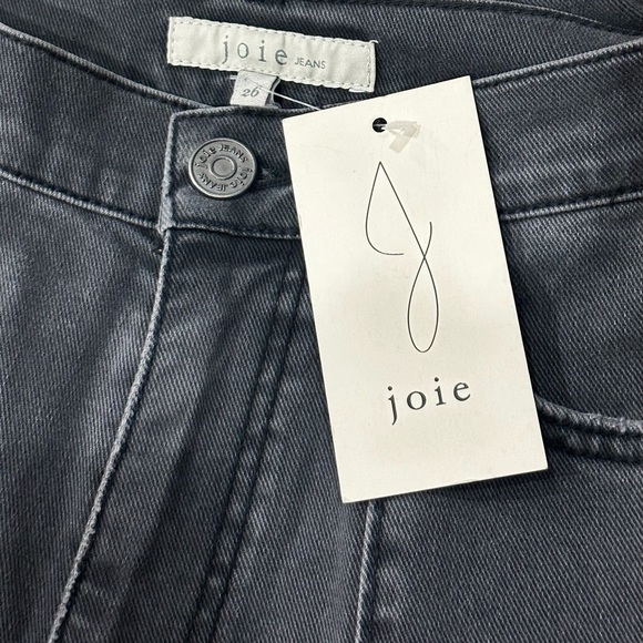 Joie Hazelle Distressed asymmetric Grey Denim High Rise Jeans Washed Onyx NWT - Picture 5 of 6